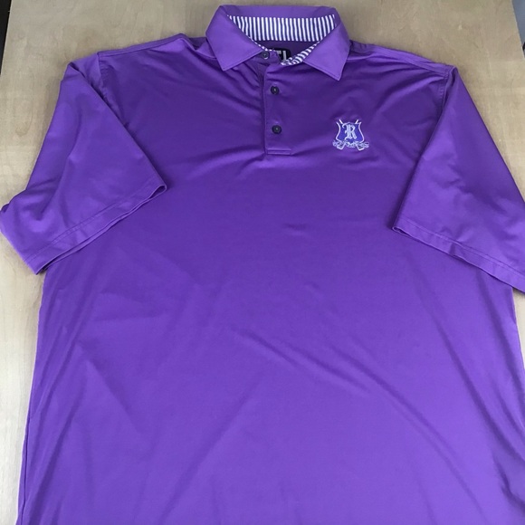 Footjoy Mens XL Performance Golf Polo Shirt Fort Bragg Ryder Golf Course Purple - Picture 1 of 8
